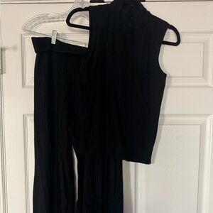 Marled Black Mock Neck Sweater Set